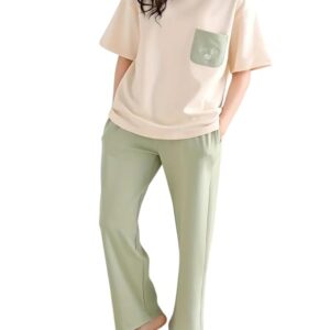 Womens Korean Night Dress || Full Pyjama Set ||Korean Nightsuit || Women Nightwear ||Round Neck Full Sleeve Nightsuit || Loungewear || Everyday Nightdress (ND-10)