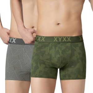 XYXX Men's Matrix Super Combed Cotton Blend Geometric Antimicrobial Trunks with No Marks Waistband